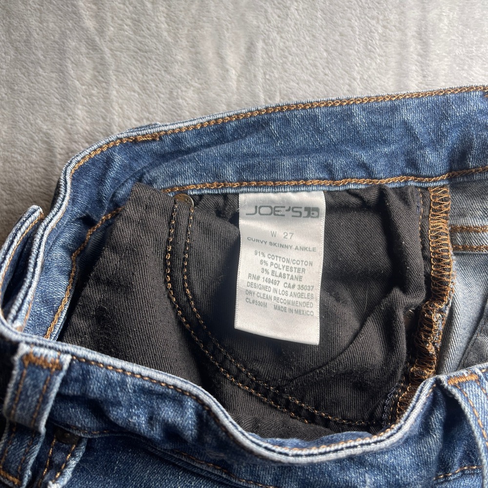 JOES JEANS Women's Size 27 Curvy Skinny Ankle Blue Denim Jeans Distressed - Picture 4 of 8